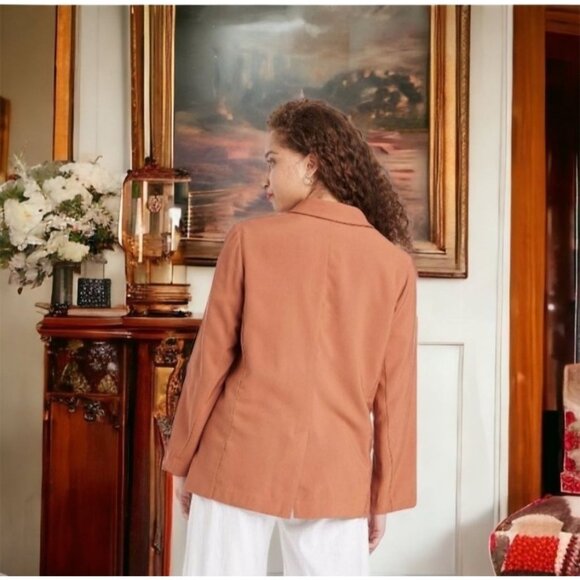 A New Day Women's Essential Blazer Double-Breasted Tan Size Small Business Chic - Picture 2 of 13